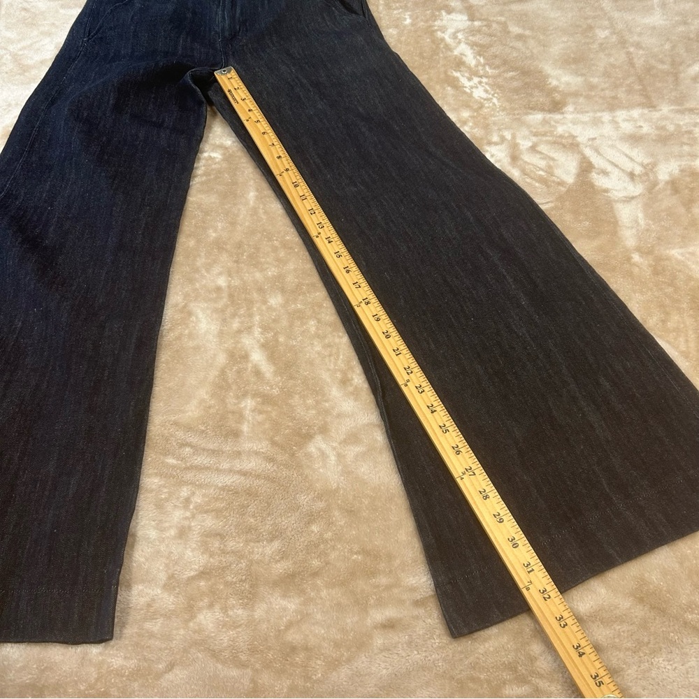 J Brand Wide Leg Flare Jeans Sz 28 Dark Wash Y2K Made in USA Cotton Linen Denim - Picture 8 of 14